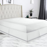 400TC Sateen Solid Cotton Triple Embroidered Tailored Bed Skirt