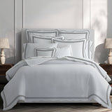 400TC Wavy Embroidery & Border Cotton Sateen Solid Duvet Cover Set