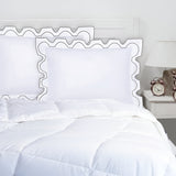 400TC Zig & Zag U Shape Scallop Embroidery Cotton Solid Pillow Sham