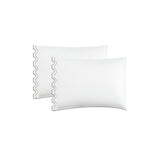 400TC Zig & Zag U Shape Scallop Embroidery Cotton Solid Pillowcases (Set Of 2)