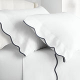 400TC Cotton Scallop Embroidery Sateen Solid Pillowcases (Set Of 2)