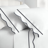 400TC Cotton Scallop Embroidery & Border Sateen Solid Pillowcases (Set Of 2)