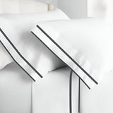 400TC Embroidery & Border Cotton Sateen Solid Pillowcases (Set Of 2)