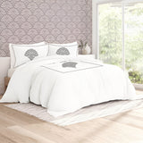 Leafy Embroidered Cotton Sateen Duvet Cover Set
