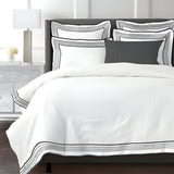 Smart Border 400TC Cotton Embroidery Sateen Solid Duvet Cover Set