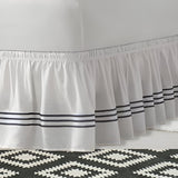 400TC Sateen Solid Cotton Triple Embroidered Wrap Around Bed Skirt