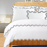 400TC U Shape Applique Embroidery Cotton Duvet Cover Set