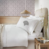 Leafy Embroidered Cotton Sateen Duvet Cover Set