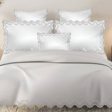 Imaginary Scallop 400TC Cotton Embroidery Sateen Solid Duvet Cover Set