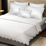 Imaginary Scallop 400TC Cotton Embroidery Sateen Solid Duvet Cover Set