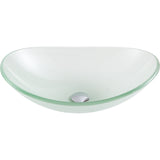 Forza Series 21 in. Bathroom Vessel Sink with Stain-Resistant Non-Porous Surface in Lustrous Frosted Finish Glass