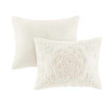 Tufted Cotton Chenille Medallion Coverlet Mini Set, Ivory