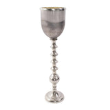 Black Diamond Glass Chalise on a Nickel Turned Metal Stand- Medium