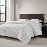 Lightweight Box Quilted All-Season White Blanket, Full/Queen