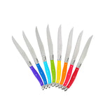 French Home Set of 8 Laguiole Steak Knives, Rainbow Colors