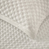 Soft Velvet Cross Stitch Coverlet Set with Shams, White
