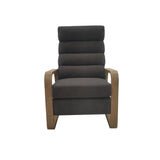 Mid-Century Wood Framed Push Back Recliner, Grey*