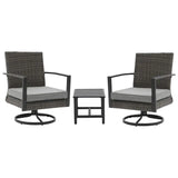 3 Pieces Patio Bistro Set with Swivel Chair and Side Table