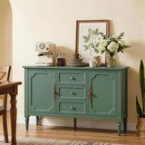 Mid-Century Storage Cabinet with 2 Doors & 3 Drawers, Green