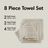 Antibacterial Spa-Like 8-Piece Bathroom Towel Set, Beige