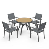 4-Person Patio Dining Set with Round All-Aluminum Table