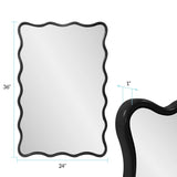 Maya Rectangular Waved Edge Mirror in Glossy Black