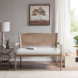 Compact Rattan Banquette Settee, Beige/ Reclaimed Natural