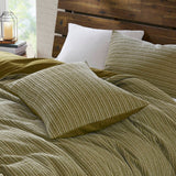 Stone-Washed Cotton Waffle Texture Duvet Cover, Green