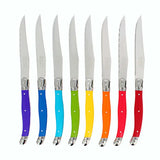French Home Set of 8 Laguiole Steak Knives, Rainbow Colors