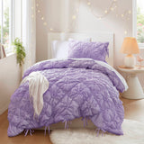 Bowtie Lightweight Puffy Floral Comforter Set, Purple