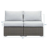 Rattan Armless Twin Double Sofa Couch Set Patio Outdoor