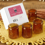Vintage Amber Glass Tea Light Holder Set of 4