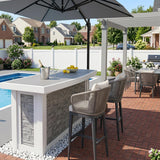 PURPLE LEAF Outdoor Bar Stools Patio Modern Aluminum Rattan High Back & Arms Bar Chairs with Removable Cushions and Pillows for Outdoor or Indoor