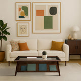 Mid-Century Tempered Glass Top Morocco Brown Coffee Table