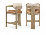 Ravina - Upholstered Counter Stool With Stained Natural Base