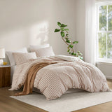 3 Piece Classic Stripe Down Pattern Duvet Set, Terracotta