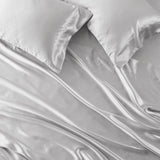 4 Piece Wrinkle-Free Satin Luxury Sheet Set, Light Grey