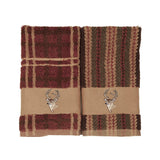 Deer Embroidered 3PC Bath Towel Set, Stripe, 2 MOQ