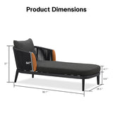 PURPLE LEAF Hailar Olefin Patio Chaise Lounge Chair , Upholstered Pool Lounge Chairs for Outdoor with Teak Armres for Deck, Pool, Lawn, Garden, Courtyard, Porch