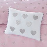 Metallic Hearts 4-Piece Comforter Set, Pink