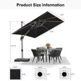 PURPLE LEAF Hailar Deluxe Aluminum Patio Umbrella with Base, Square and Rectangular Umbrella