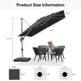 PURPLE LEAF Hailar Deluxe Aluminum Patio Umbrella with Base, Square and Rectangular Umbrella