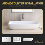 Molly Series 23 in. Rectangular Ceramic Vessel Sink Basin in Glossy White with Curved Edge for Countertop Bathroom Vanity