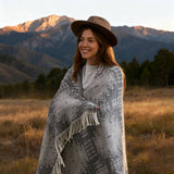 Wholesale Jacquard Patterned Cotton Blend Throw, Grey Aztec