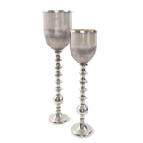 Black Diamond Glass Chalise on a Nickel Turned Metal Stand- Large