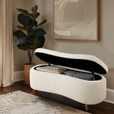 48"W Boucle Flip Top Storage Bench, Cream