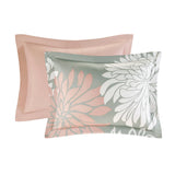 Floral Complete Comforter and Sheet Set, Blush/Grey