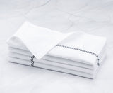 White Cloth Napkins - Diamond Embroidered Napkins
