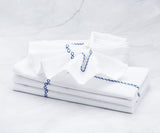 White Cloth Napkins - Diamond Embroidered Napkins