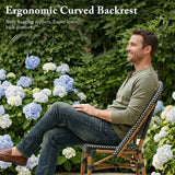 PURPLE LEAF French Bistro Chair Set of 2 Outdoor French Aluminium Frame Woven Rattan Back Dining Chair for Kitchen Bistros Cafe